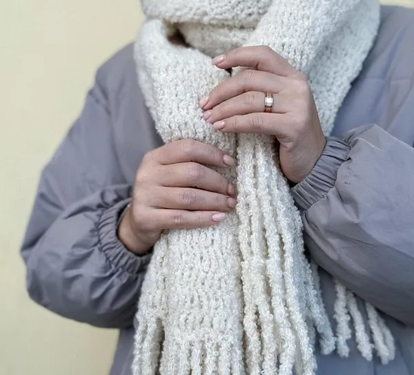 [knits kate] Инструкция по вязанию шарфа из букле
