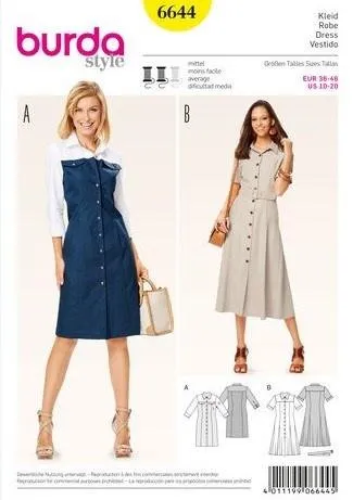 Платье-рубашка №6644 — выкройка из Каталог Burda весна-лето/2016 [Burda Style]
