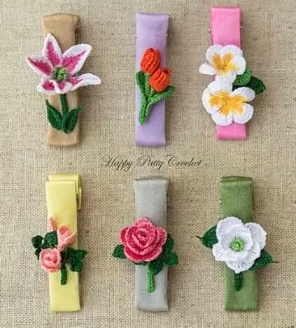 Flower Hair Clips Set/Набор заколок для волос с цветами (HappyPattyCrochet)