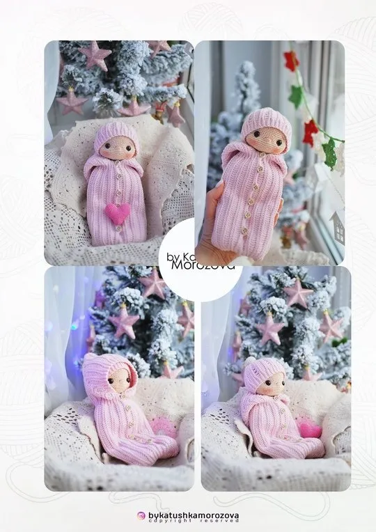 [LollipopDolls] Описание вязания комплекта крючком  Спальный мешок + шапочка (Катюша Морозова)