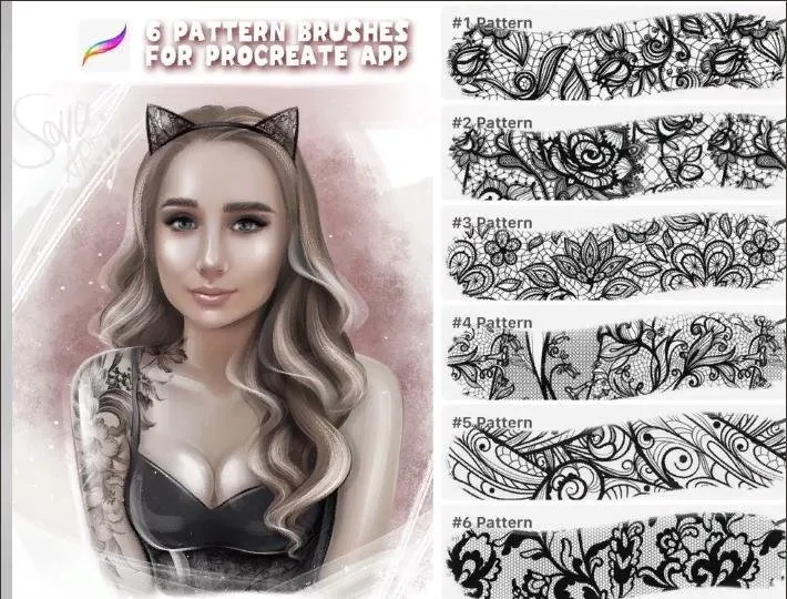 Кисти procreate. Кисти - кружево (Алина Сова)