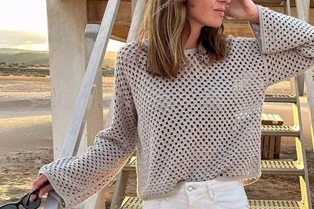 [Вяжи.ру] Вязаный крючком женский пуловер Tropez (Susanne Müller)