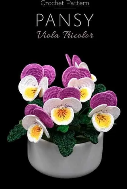Pansy Flower/Цветок анютины глазки (HappyPattyCrochet)
