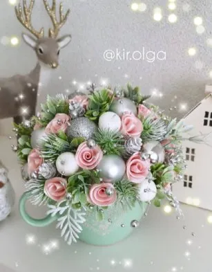 Новогодняя кружечка с розами (Olga Kir)