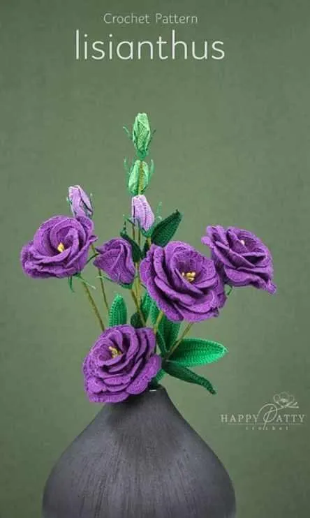 Lisianthus Flower/Цветок Лизиантуса (HappyPattyCrochet)