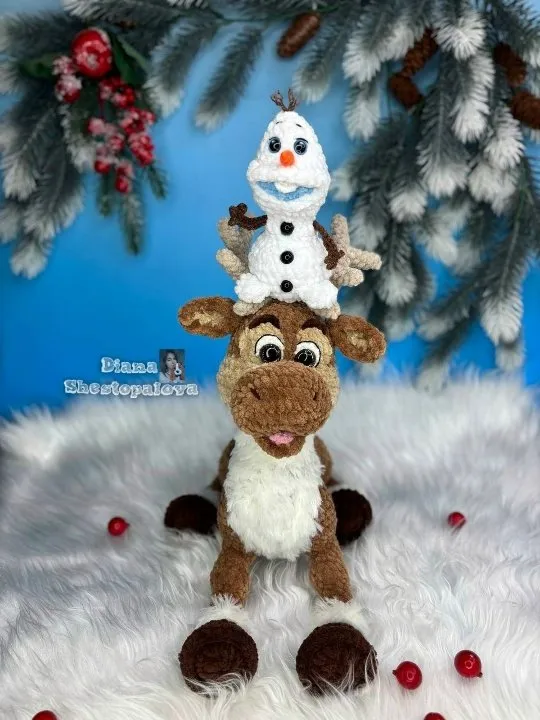 [Di_plush toys] Олень и снеговик (Диана Шестопалова)