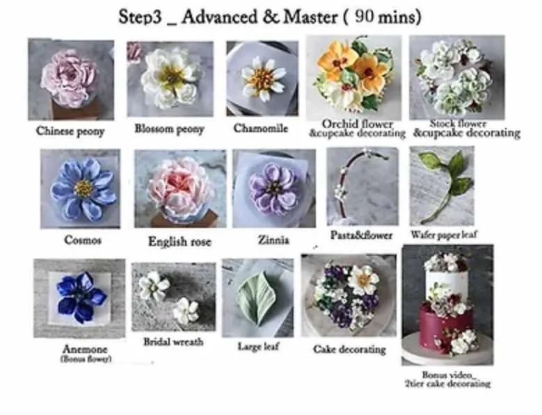 Flower Piping & Decorating Online Course. Step 3. Кремовая флористика в корейской технике (Jihye Yun)