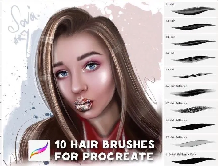 Кисти procreate. Кисти для волос (Алина Сова)