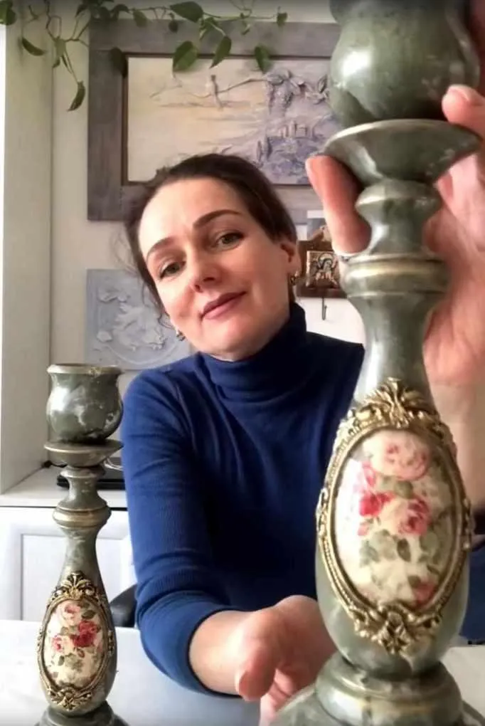 Декор подсвечника «Имитация мрамора» (Маргарита Низкая)