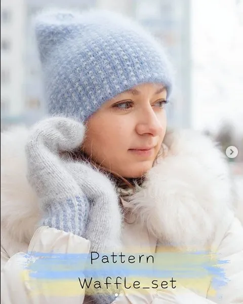 Шапка и варежки waffle_set (pank_ova.knitting)