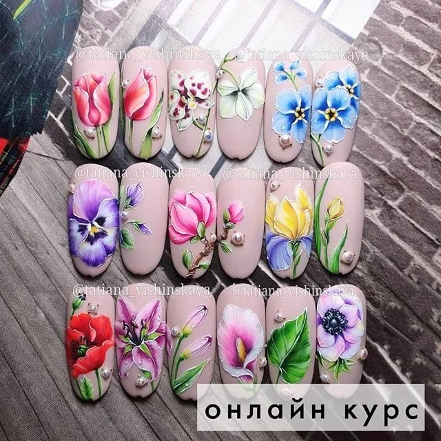 [Vishinskaya school] Курс по цветам гель лаками- Flowers (Татьяна Вишинская)