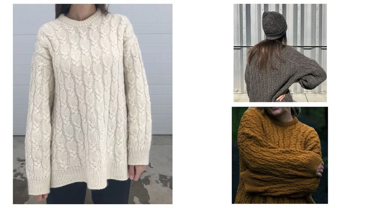 [Вяжи.ру] Вязаный пуловер с косами Minto Sweater (Magdalena Parker)