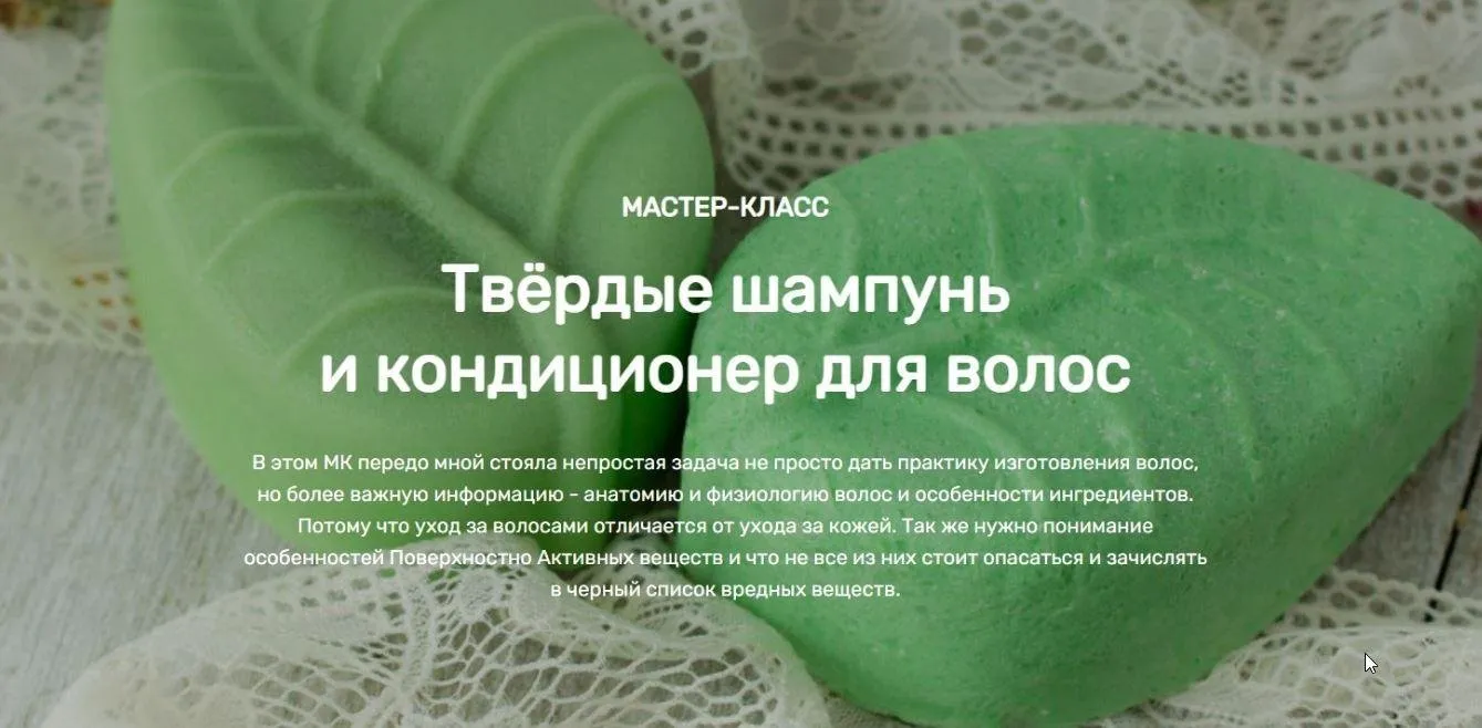 [Home Spa School] Твёрдые шампунь и кондиционер для волос (Елена Чилдерс)