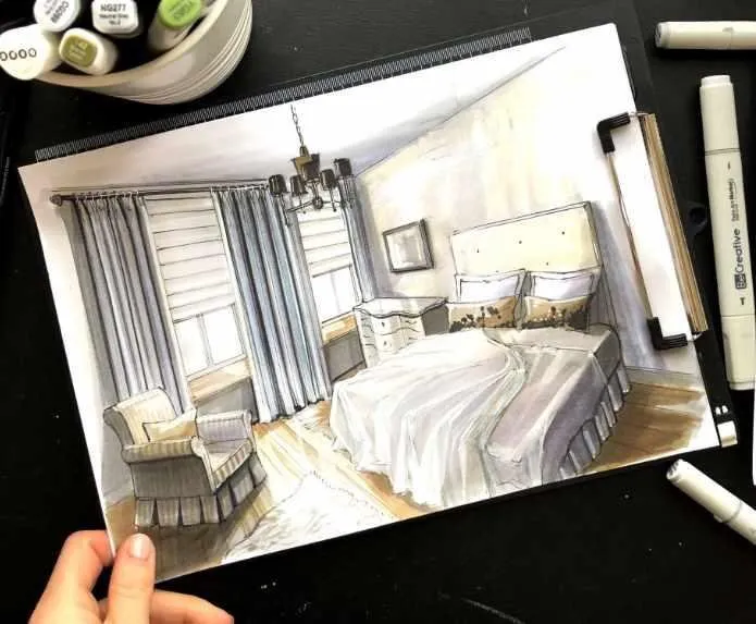 [Interior Sketch] Базовый курс по интерьерному скетчингу маркерами + текстиль (Ольга Каминская)