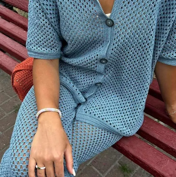 [mary.knitting] Рубашка с коротким рукавом. Рубашка перфорированная (Мария Семёнова)