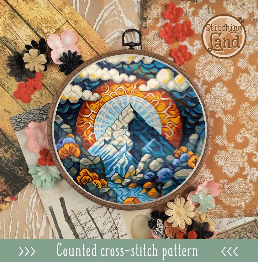 Схема для вышивки крестом «Горы в стиле модерн» (Stitching Land)