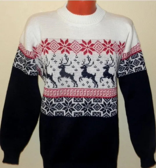 Свитер с оленями на двухфонтурной машине (SweaterOK)
