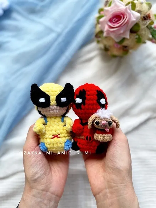 [zayka_mi_amigurumi] Дэдпул, Догпул и Росомаха (Миранда Стешакова)