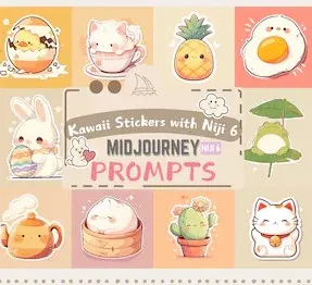 [MidJourneyPromptsLab] Midjourney промпты для созданий милых кавайных пасхальных стикеров