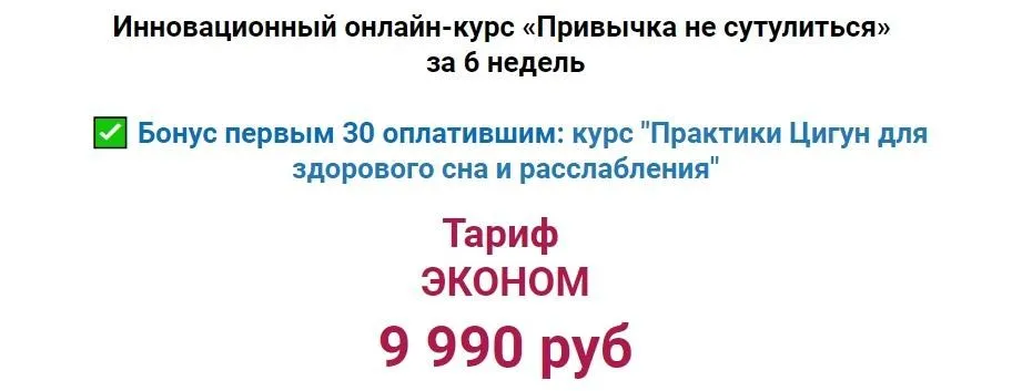 Привычка не сутулиться за 6 недель. Тариф Эконом (Анжелика Тесёлкина)