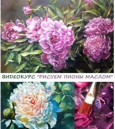 Рисуем пионы маслом (Юлия Кошелева)