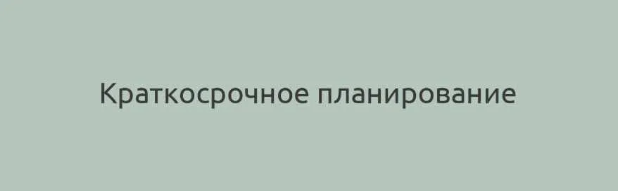 Краткосрочное планирование (Наталия Шафранова)