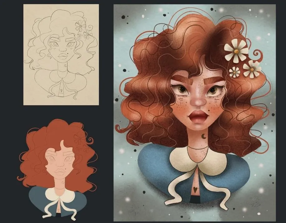 [nelli_suneli] Стилизованный портрет в Procreate (Нелли Санейл)