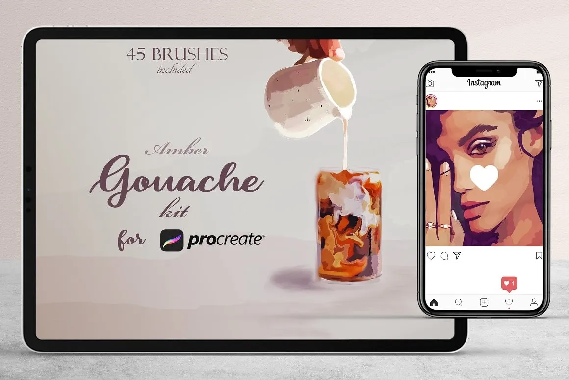 [Creative Market] Amber Gouache Kit for Procreate (Liquid Amethyst Art)