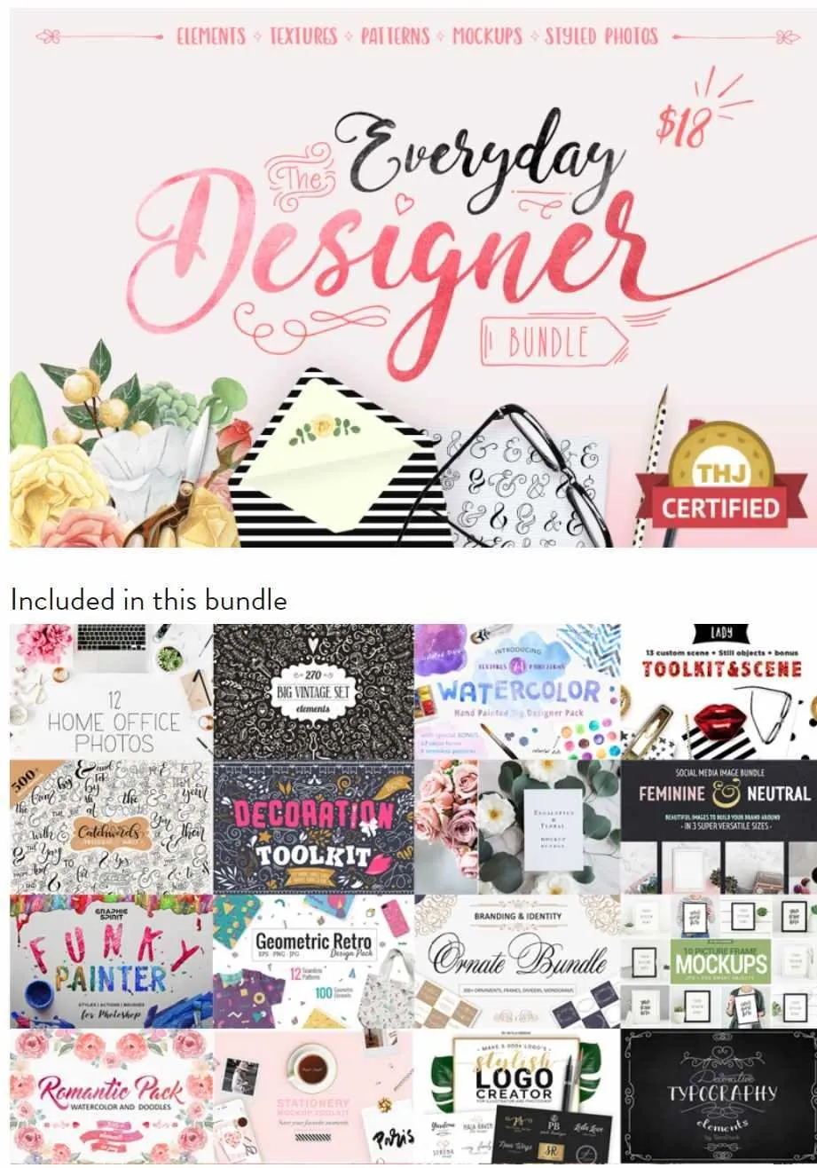 [Thehungryjpeg] The Everyday Designer Bundle. Повседневный дизайнерский набор за Июль 2017