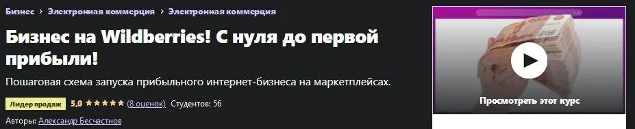 [Udemy] Бизнес на Wildberries! С нуля до первой прибыли! (Александр Бесчастнов)