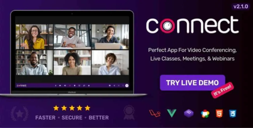 [Laravel] Connect - видеоконференция, онлайн-встречи, живой класс и веб-семинар, доска, чат в реальном времени