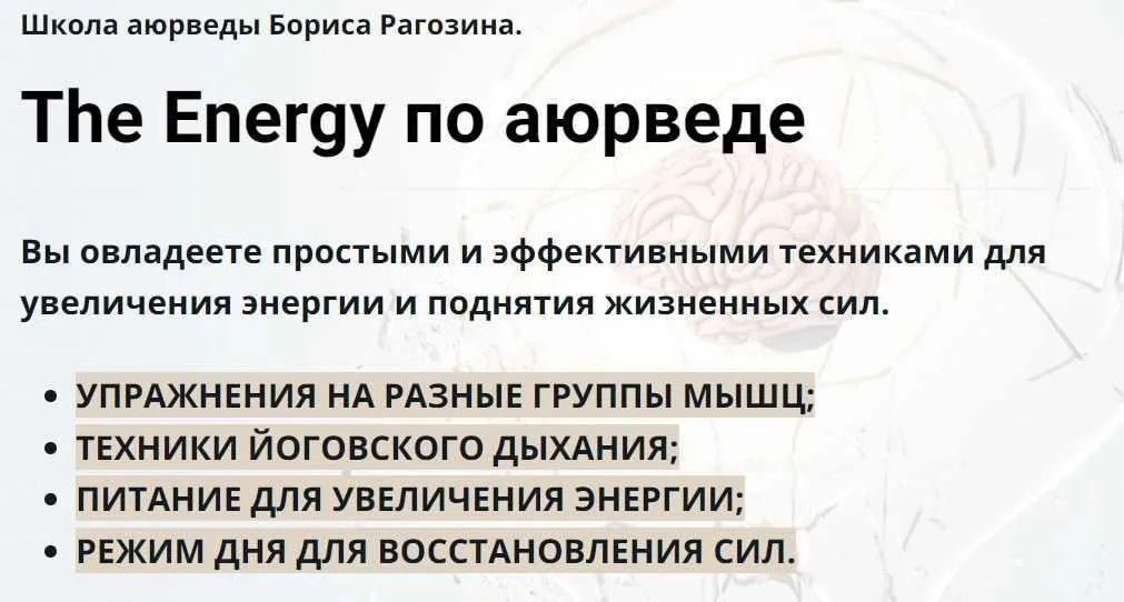 The Energy по аюрведе (Борис Рагозин)