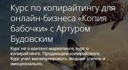 [На Арене] Копирайтинг для онлайн-бизнеса «Копия бабочки», 2021 (Артур Будовский)