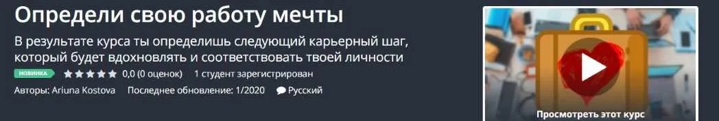 [Udemy] Определи свою работу мечты (Ariuna Kostova)
