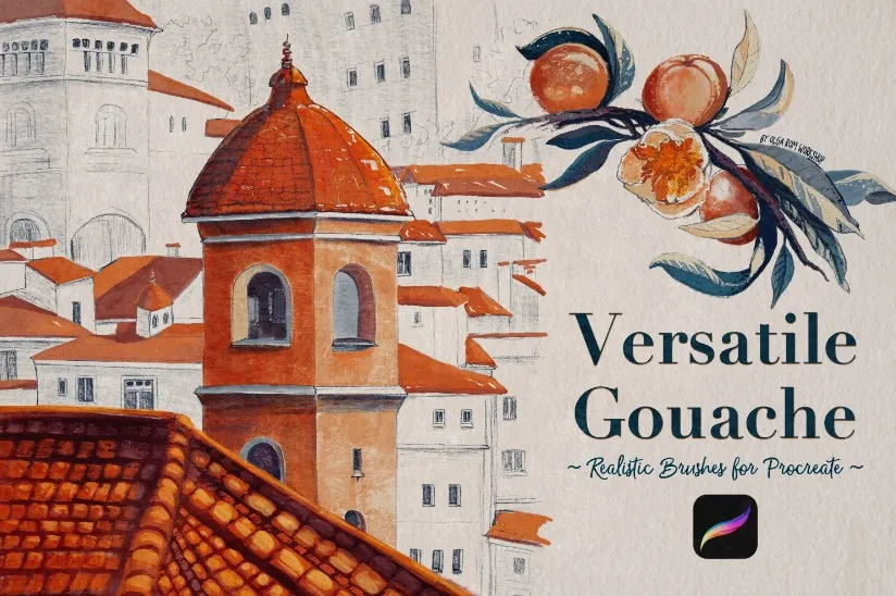 Гуашевые кисти для Procreate. Versatile Gouache Procreate Brushes (Olga Rom)