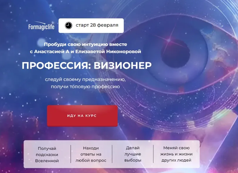 [Formagiclife] Профессия: визионер. Тариф с поддержкой (Анастасия Анисимова, Елизавета Никонорова)