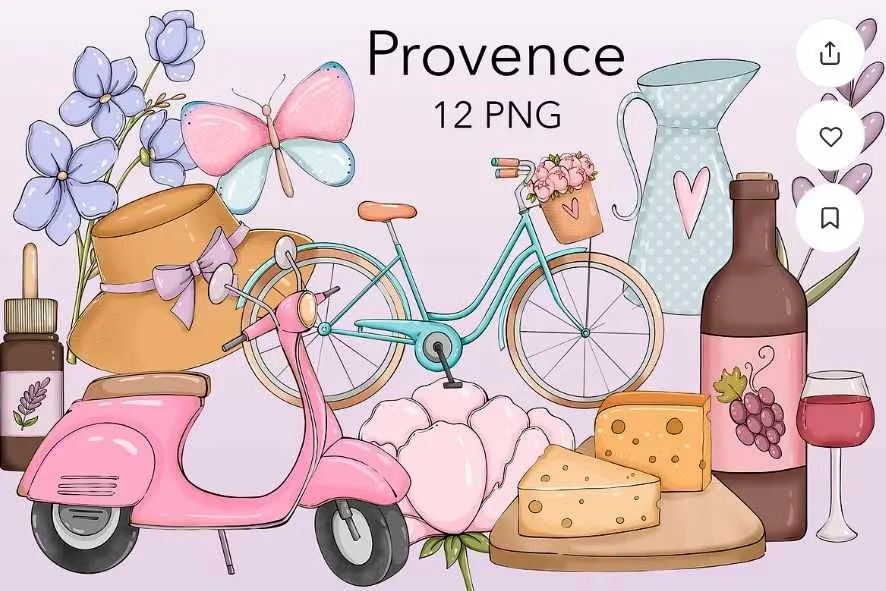 [Palmpink Illustrations] Набор иллюстраций Прованс 12 PNG (Дарья Львова)