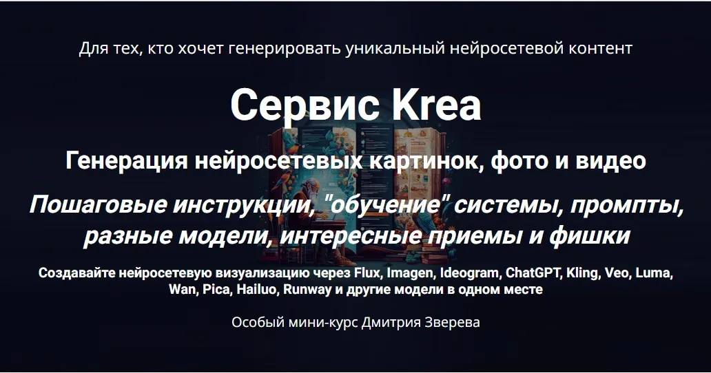 Сервис Krea. Генерация нейросетевых картинок, фото и видео. Тариф Мини-курс по сервису Krea (Дмитрий Зверев)