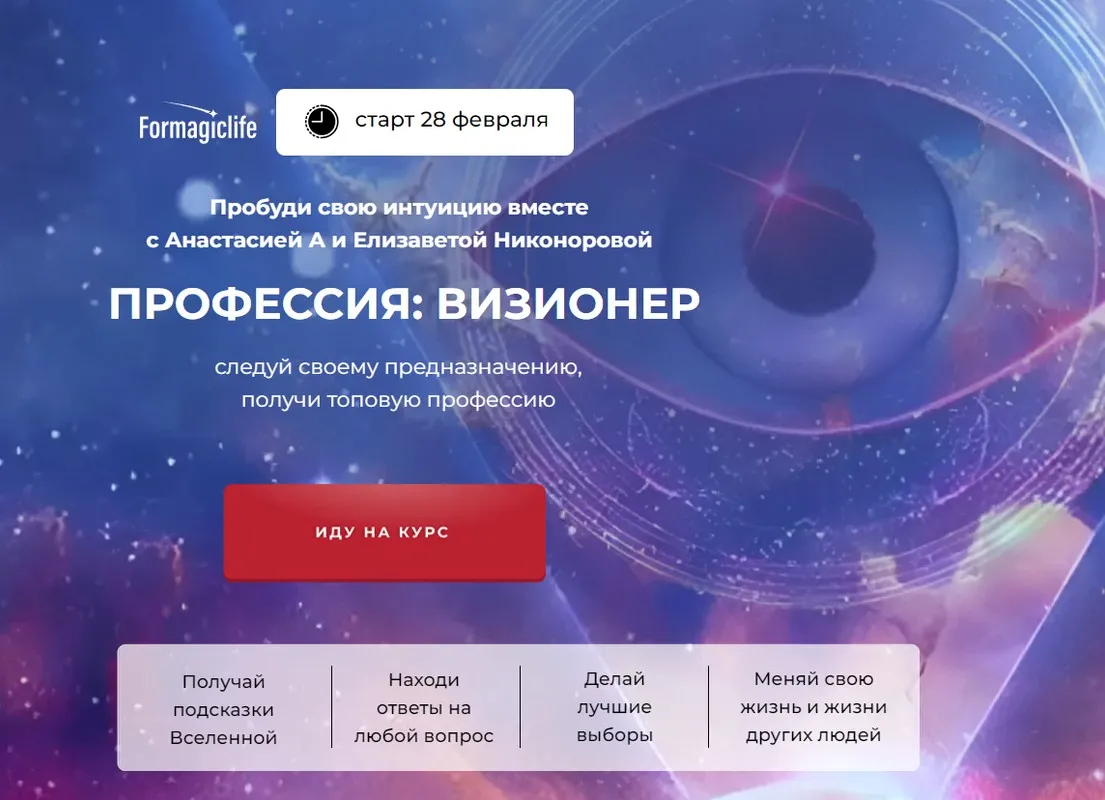 [Formagiclife] Профессия: визионер. Тариф Самостоятельный (Анастасия Анисимова, Елизавета Никонорова)