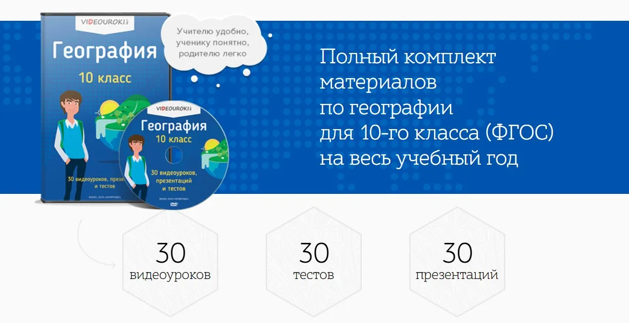 [Videouroki] Полный комплект материалов по географии для 10-го класса (ФГОС) на весь учебный год (Дмитрий Тарасов)