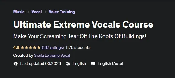 [Udemy] Ultimate Extreme Vocals Course / Полный курс по экстрим вокалу (Sibila Extreme Vocal)