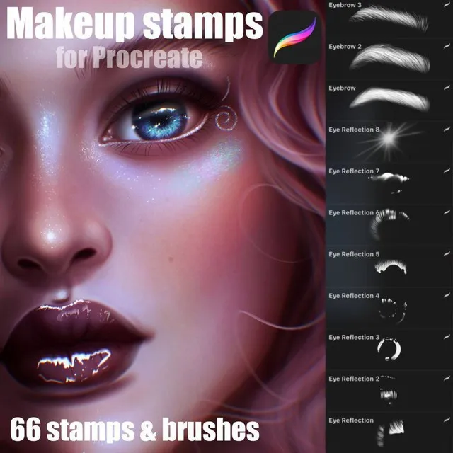 Кисти Procreate для рисования портрета / Makeup and Facial Stamps for Procreate (Sandra Winter Art)