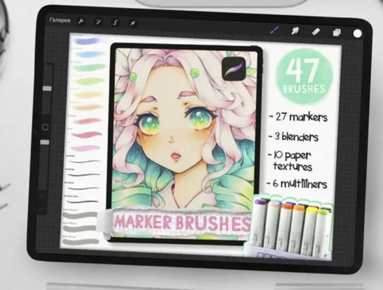 [CreativeMarket] Кисти маркеры Copic inspired Marker Brush Set (Disyukov)