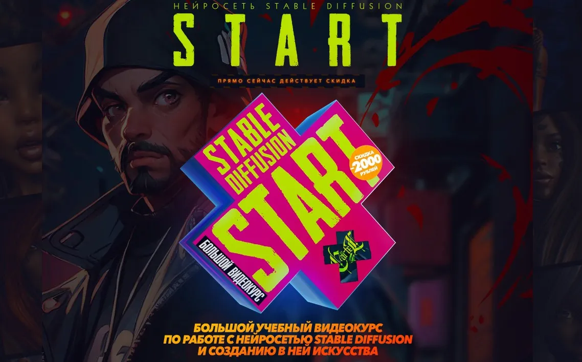 Работе с нейросетью Start Stable Diffusion (Max Twain)