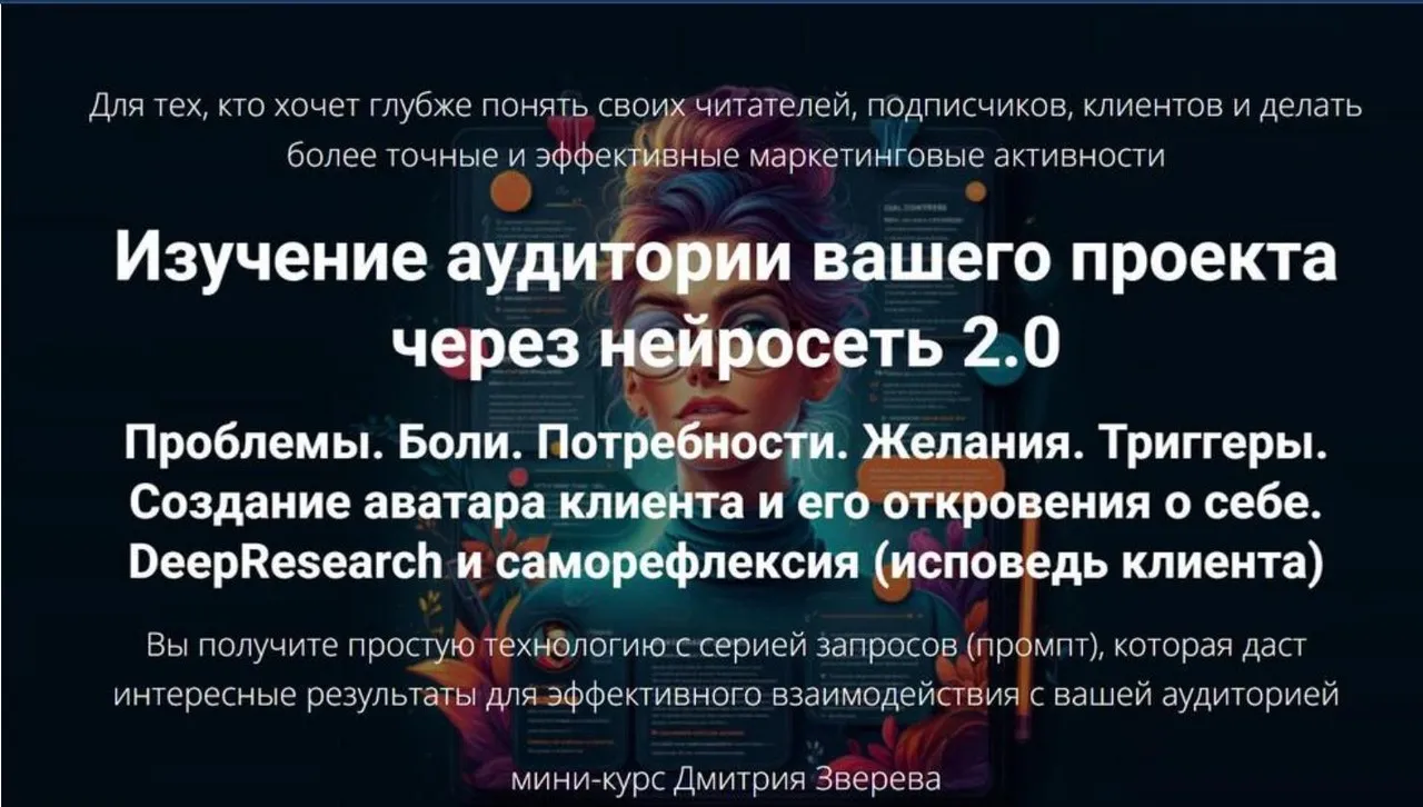 Изучение аудитории вашего проекта через нейросеть 2.0.  Мини-курс по аудитории 2.0 (Дмитрий Зверев)