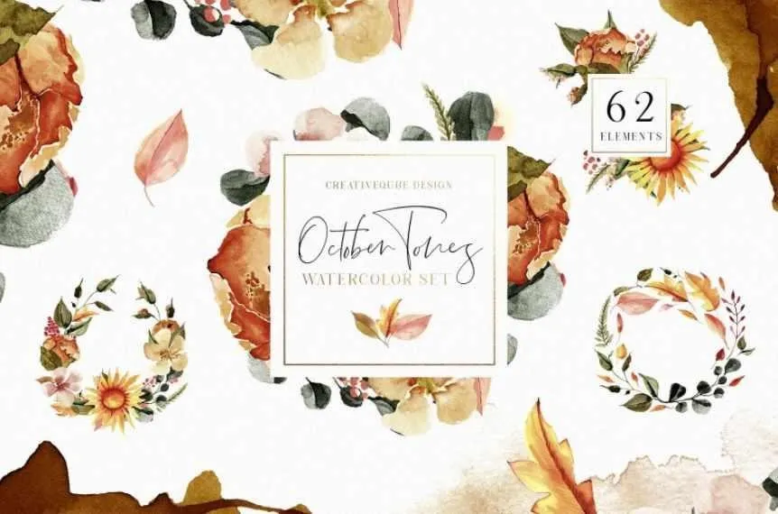 [Сreativemarket]   Watercolor Bundle - FREE Updates! (Creativeqube Design )