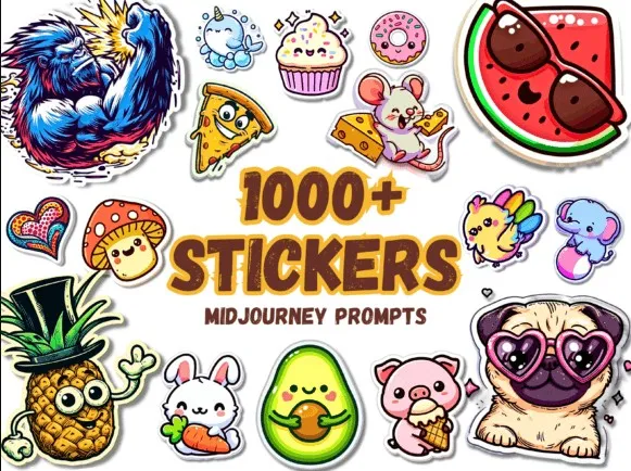[Creativefabrica] 1000+ Sticker Midjourney Prompts AI PNG