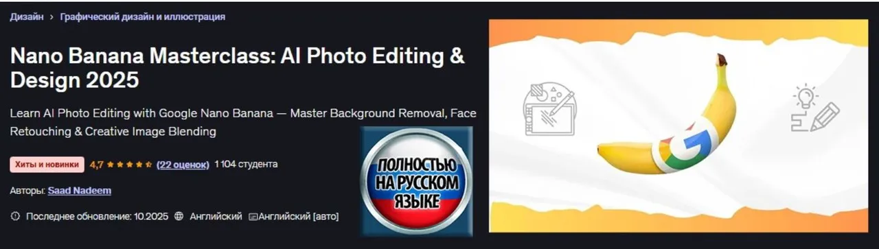 [Udemy] Мастер-класс Nano Banana: редактирование фотографий и дизайн с использованием ИИ (Saad Nadeem)