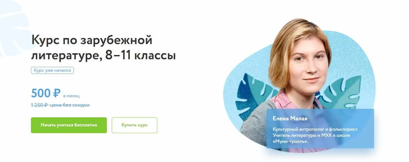 [Фоксфорд] Курс по зарубежной литературе, 8–11 классы (Елена Малая)
