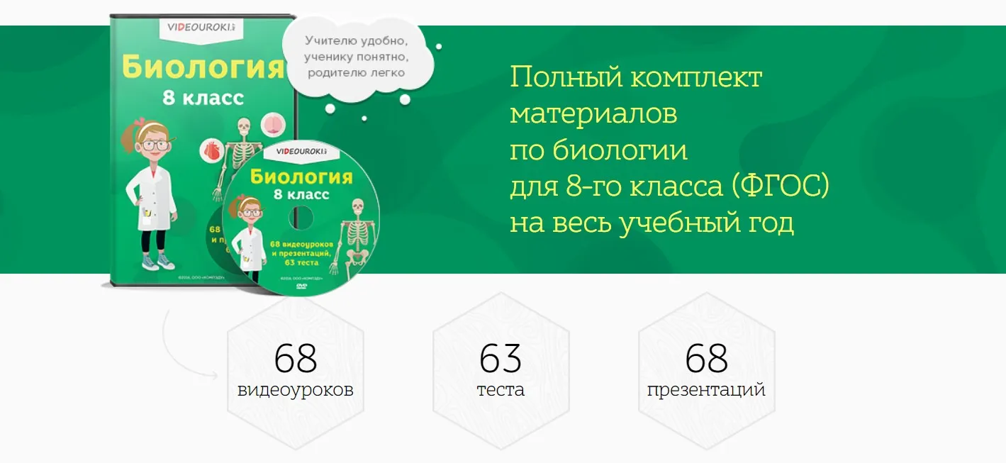 [Videouroki] Полный комплект материалов по биологии для 8-го класса (ФГОС) на весь учебный год (Дмитрий Тарасов)